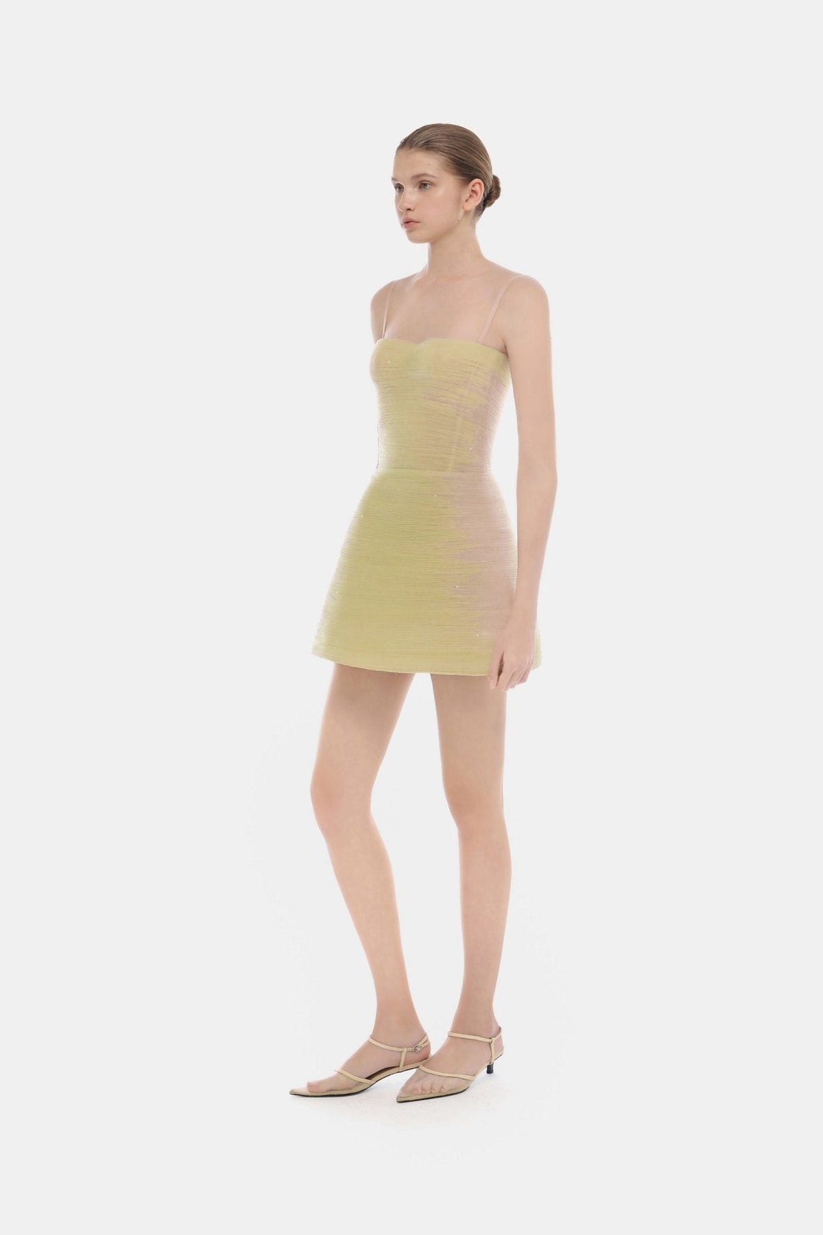 Lime Crinkled Mini Dress