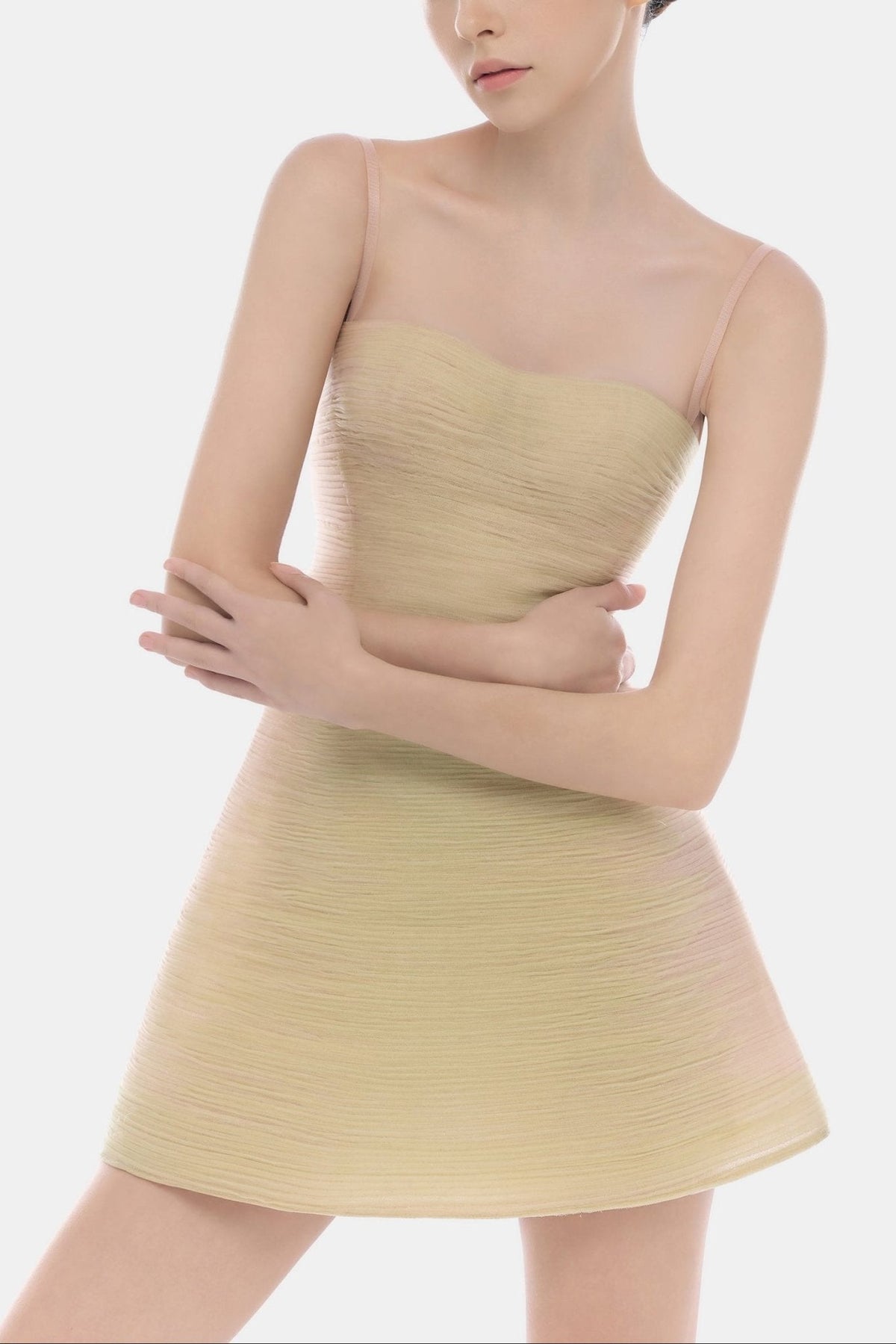 Lime Crinkled Mini Dress