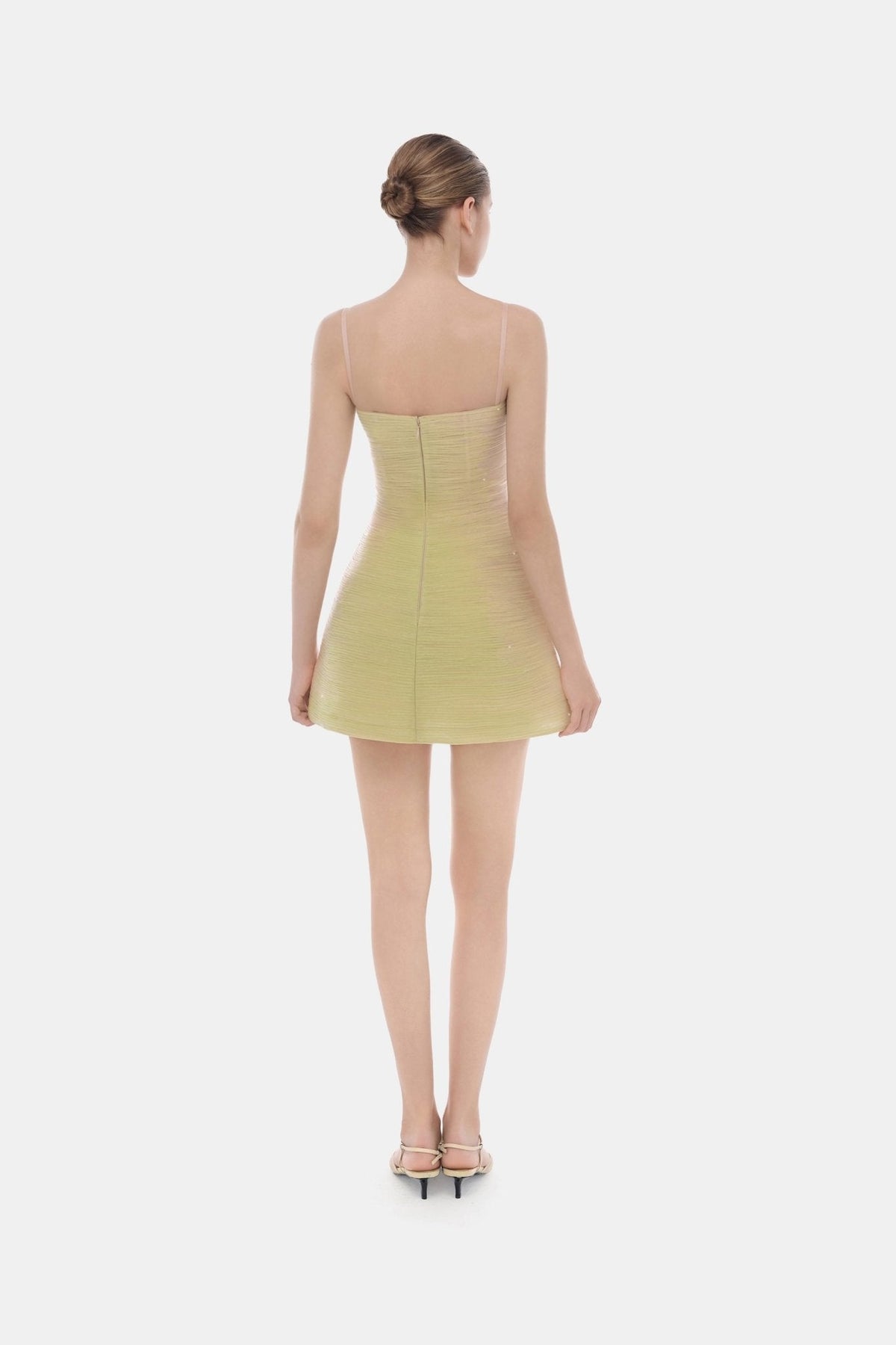 Lime Crinkled Mini Dress