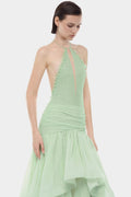 Mint Open-Back Halter Dress