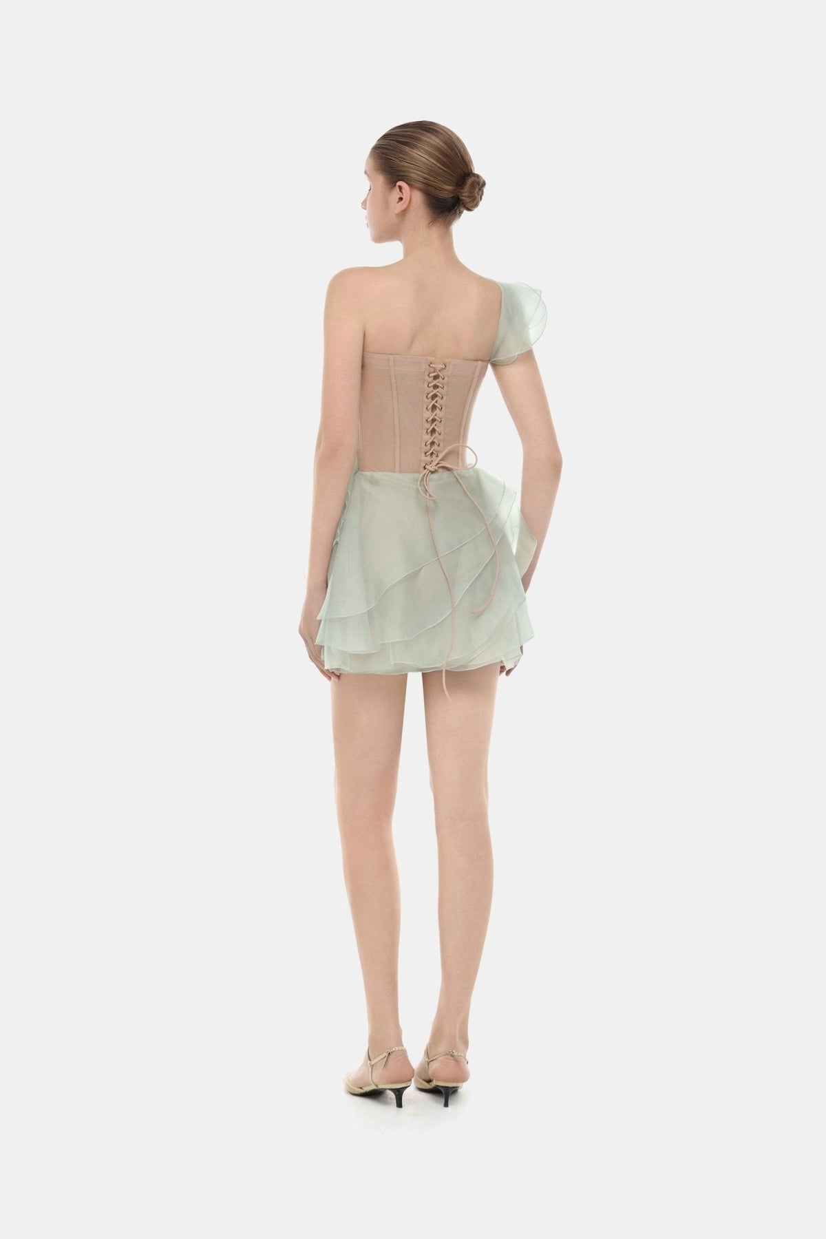 Mint Ruffle One-Shoulder Mini Dress