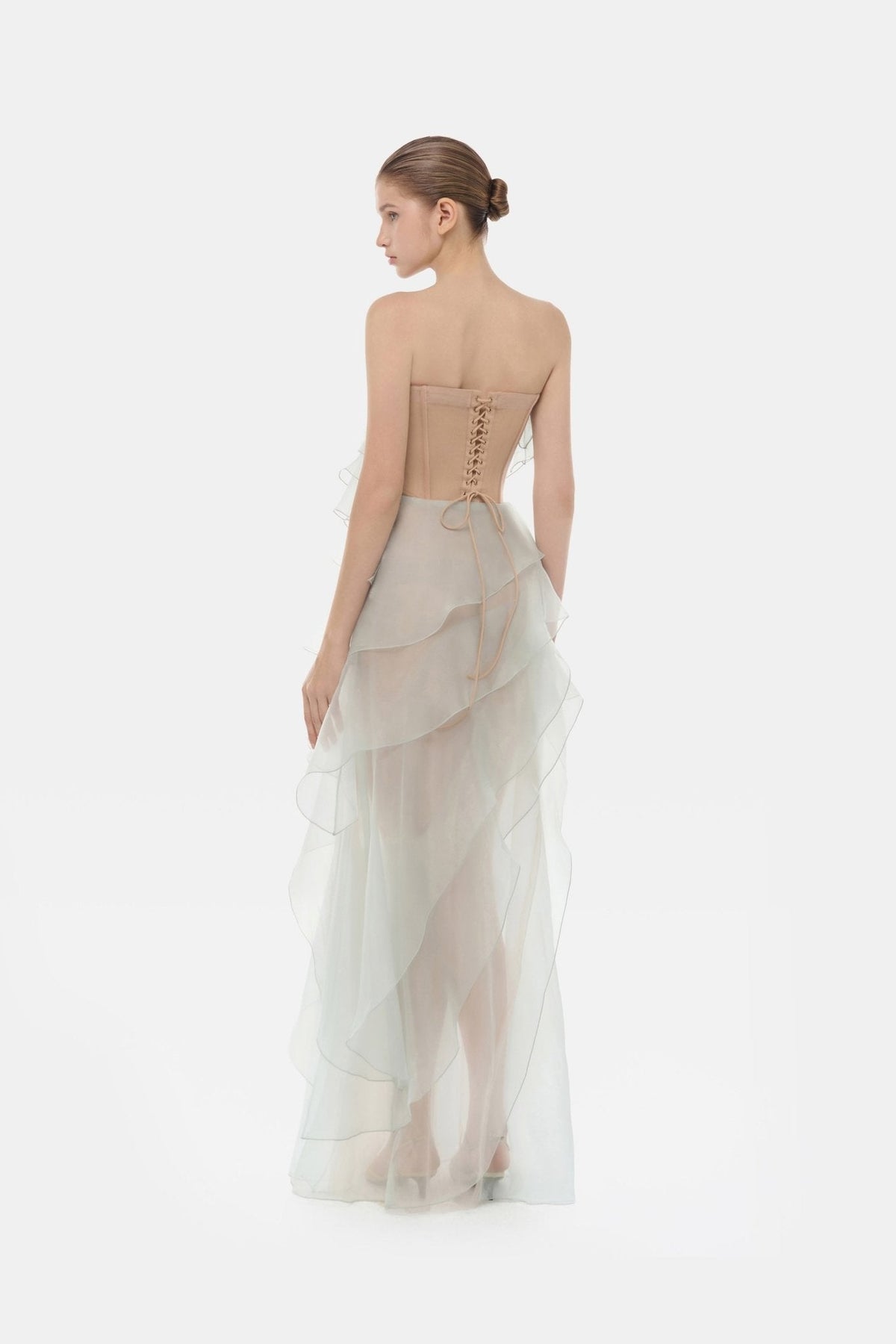 Mint Tiered Strapless Dress