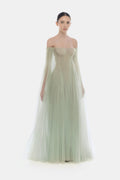 Mint Tulle Off-shoulder Maxi Dress