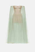 Mint Tulle Off-shoulder Midi Dress