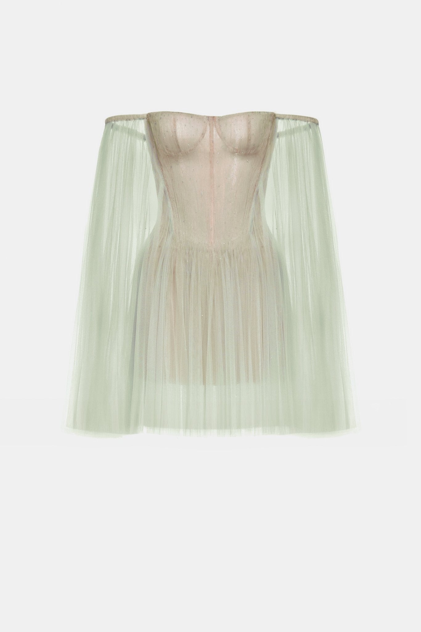 Mint Tulle Off-shoulder Mini Dress