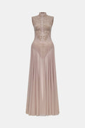 Nude Sleeveless Jacquard Maxi Dress
