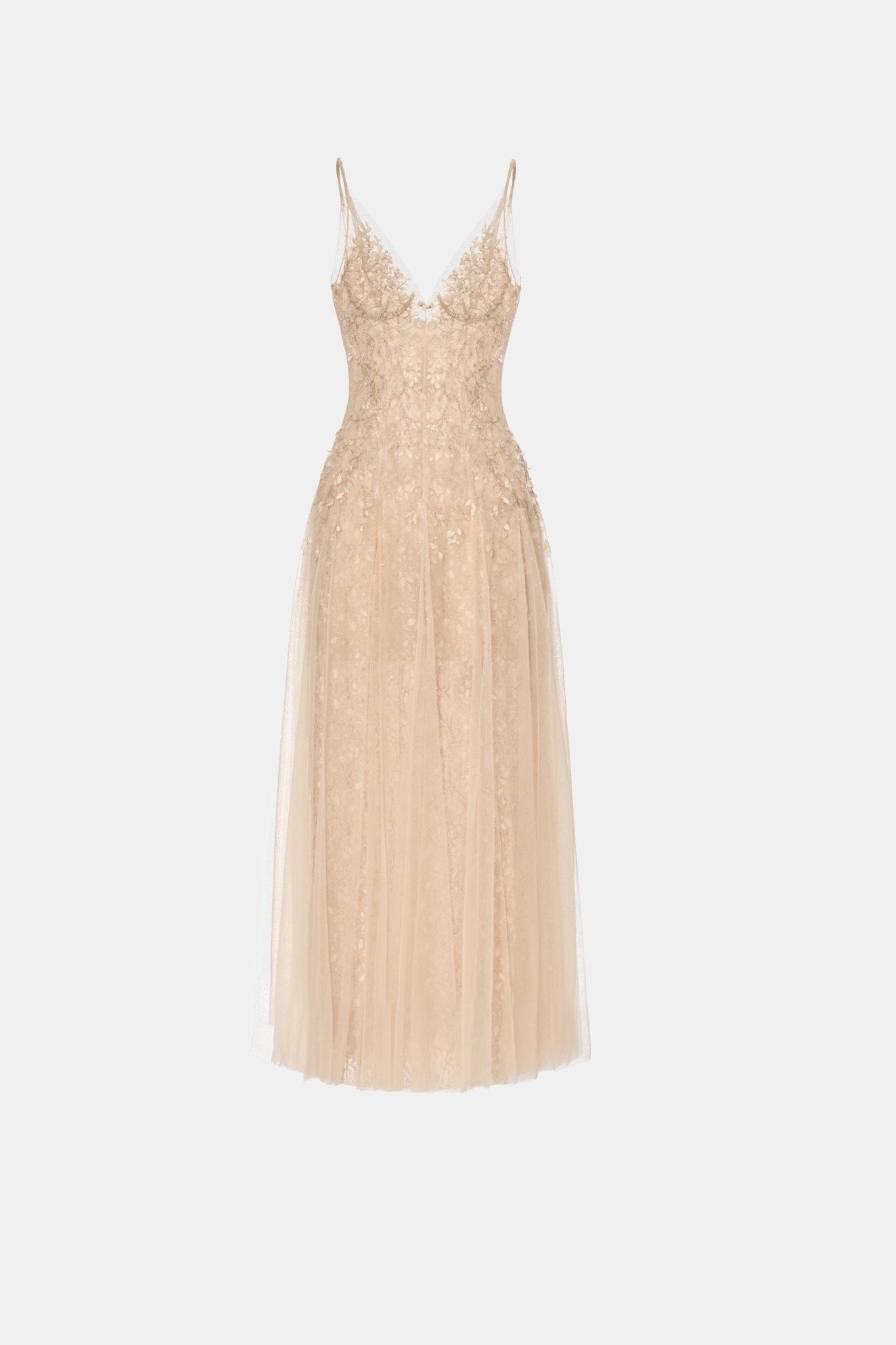Pastel Deep-V Midi Dress