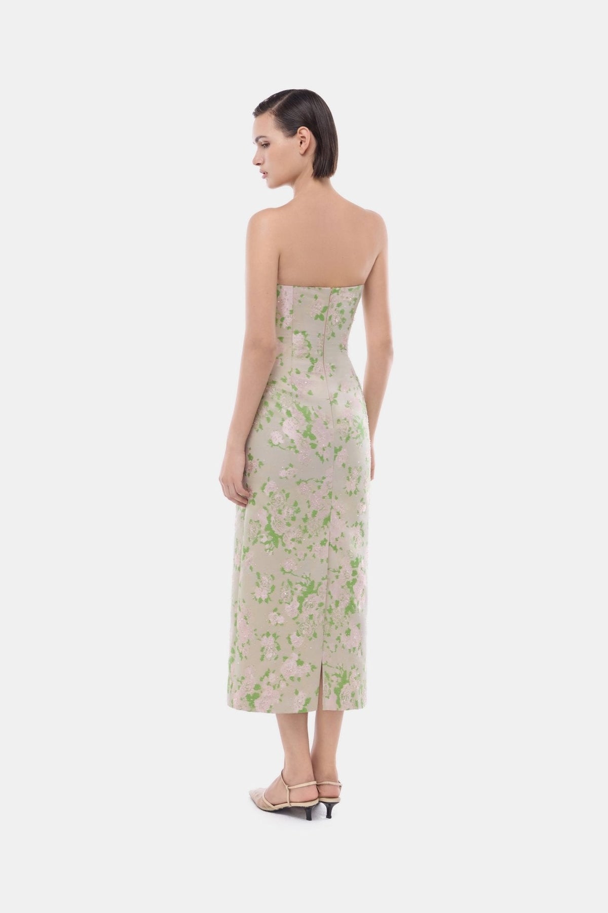 Pastel Floral Corsetry Tube Midi Dress