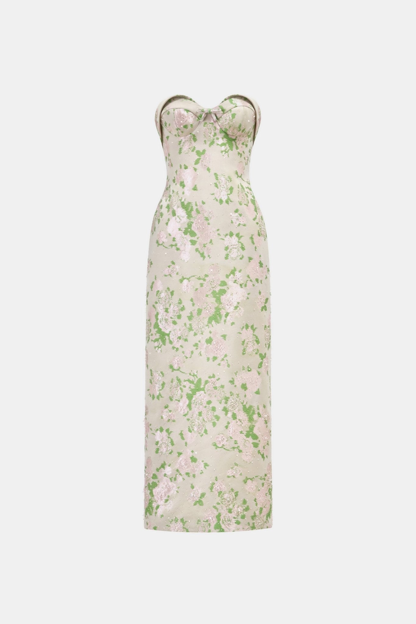 Pastel Floral Corsetry Tube Midi Dress