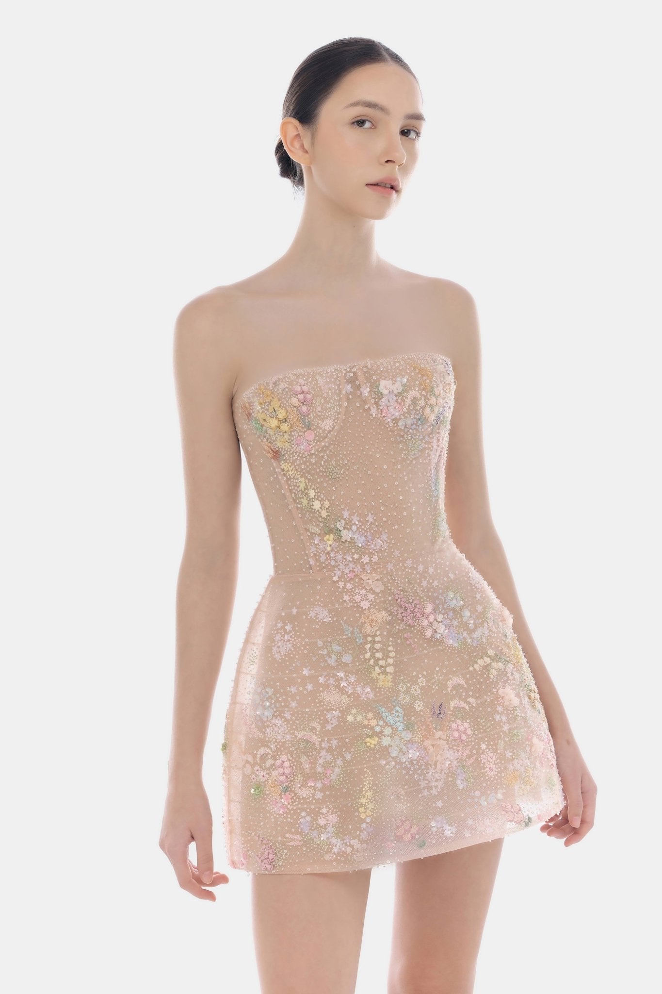 Pastel Mini Flower Embellished Dress