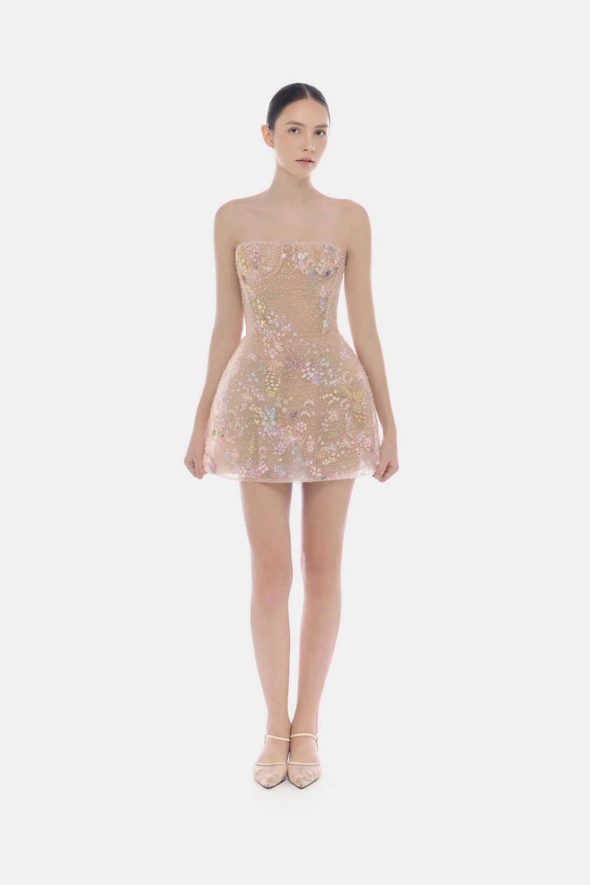 Pastel Mini Flower Embellished Dress