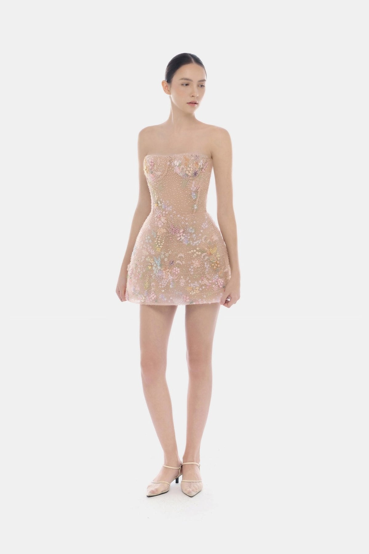 Pastel Mini Flower Embellished Dress
