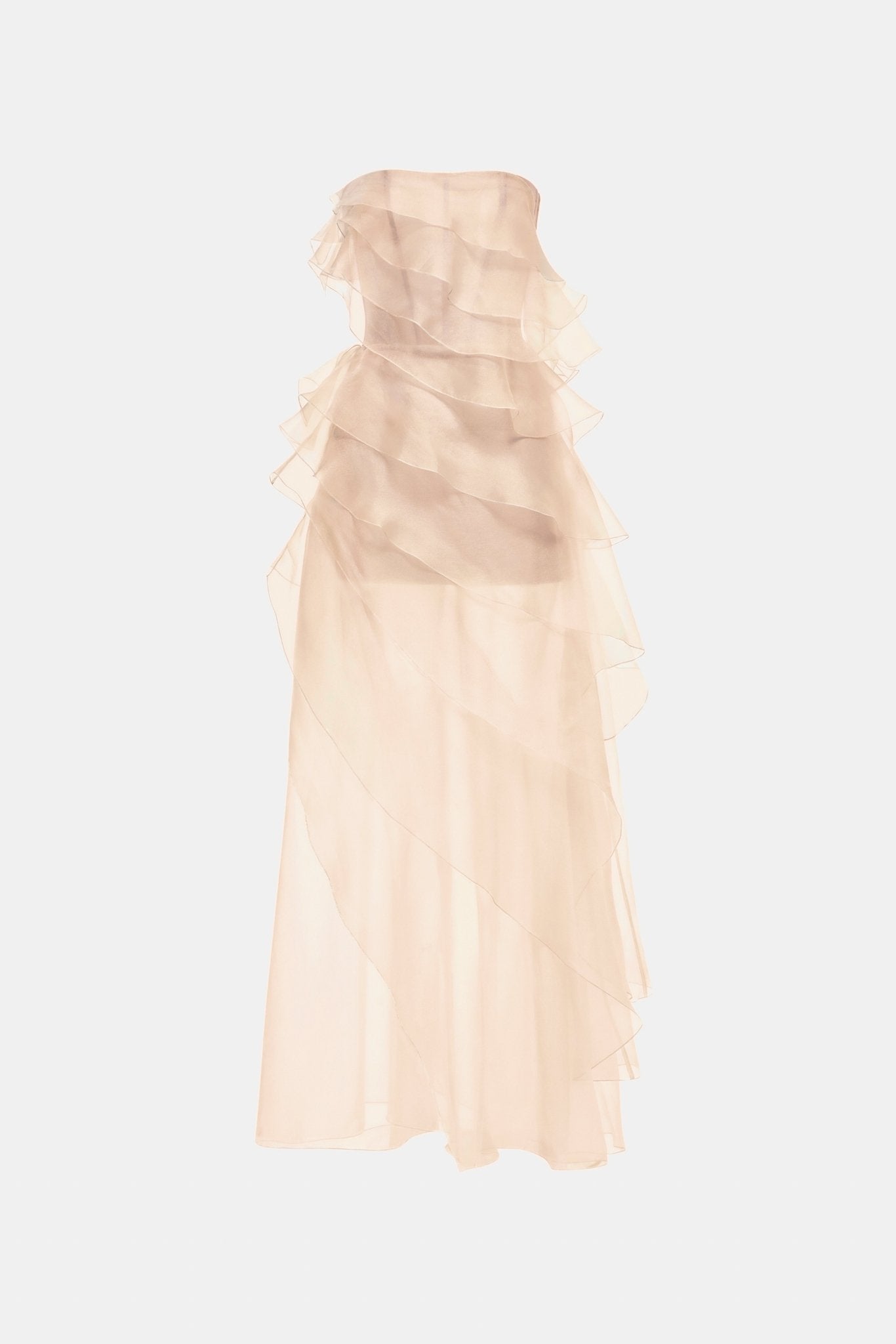 Peach Tiered Strapless Dress