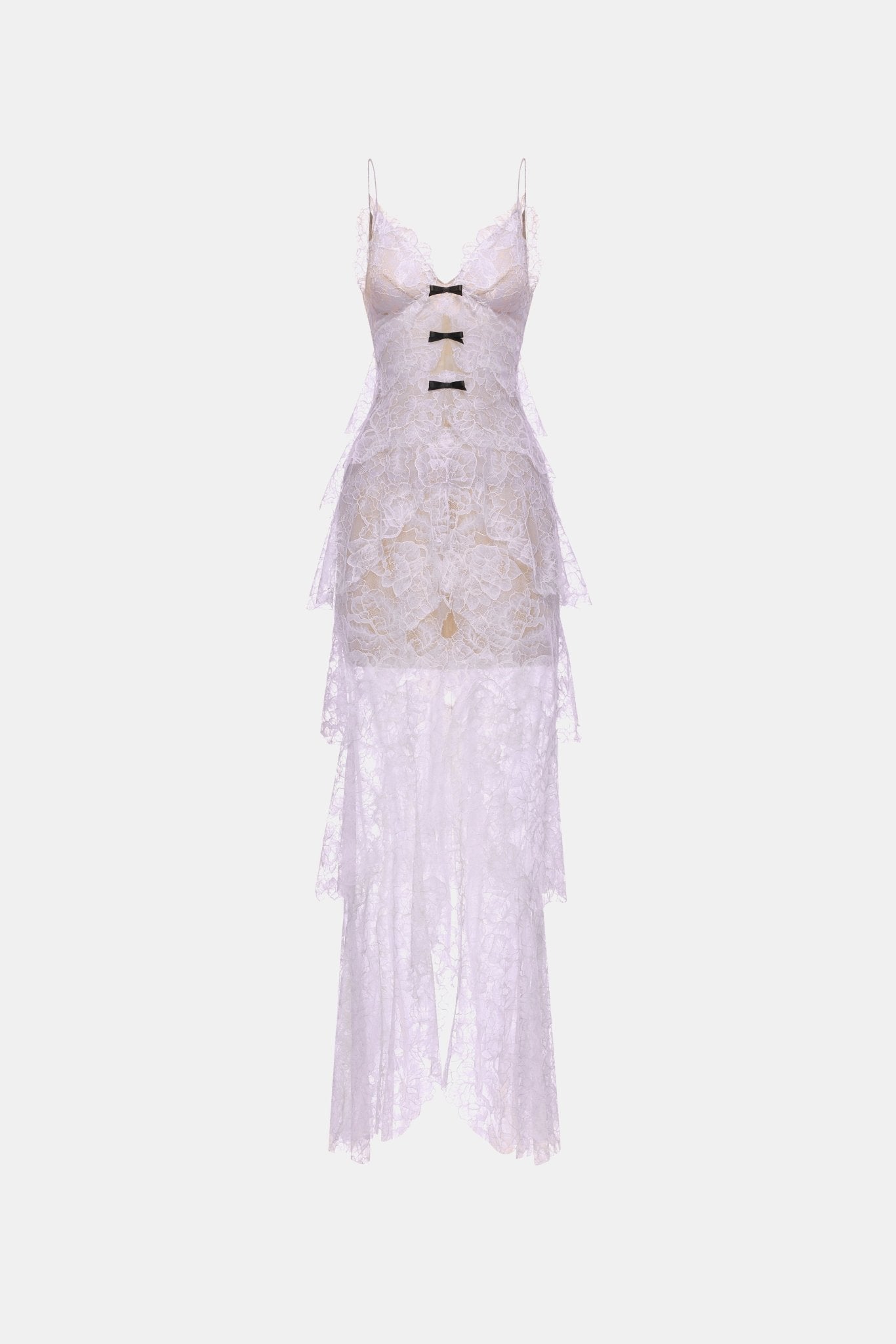 Violet Floral Bow Vneck Maxi Dress