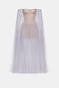 Violet Tulle Off-shoulder Midi Dress