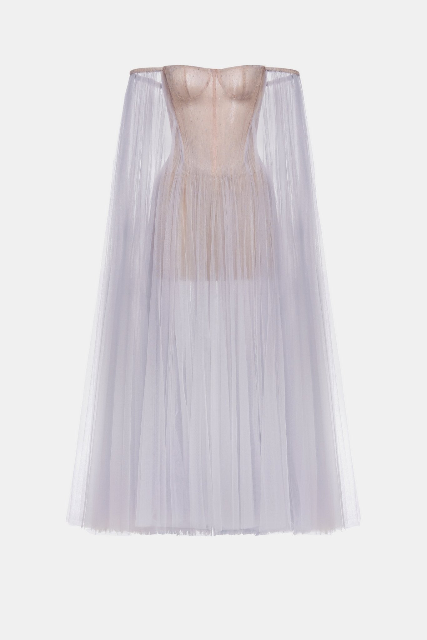 Violet Tulle Off-shoulder Midi Dress