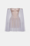 Violet Tulle Off-shoulder Mini Dress