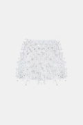 White 3D Floral Mini Skirt