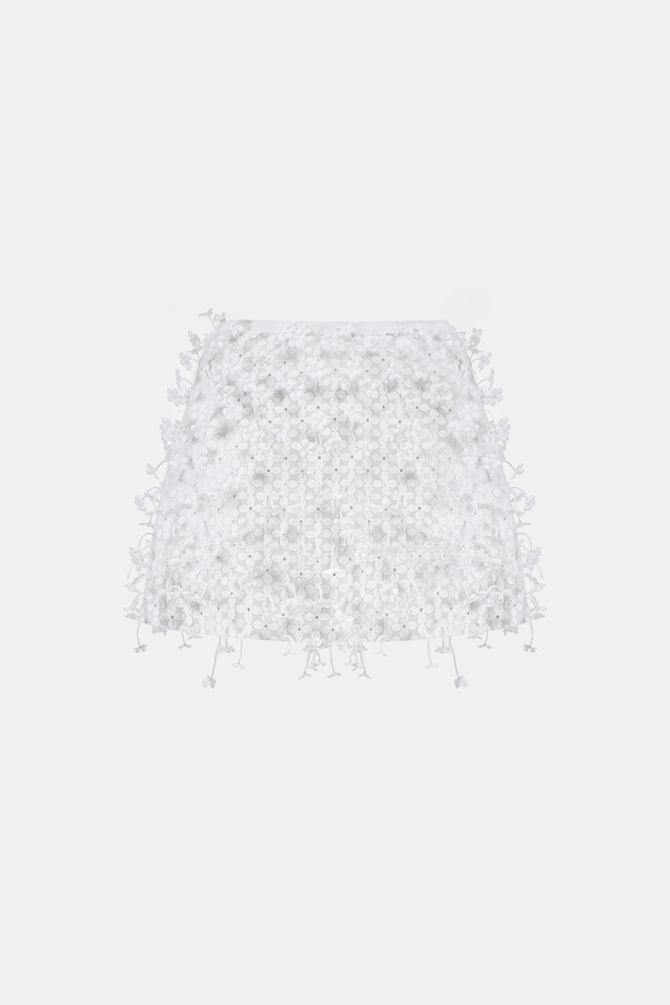 White 3D Floral Mini Skirt