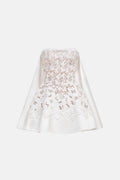 White Detachable Cape Skater Mini Dress